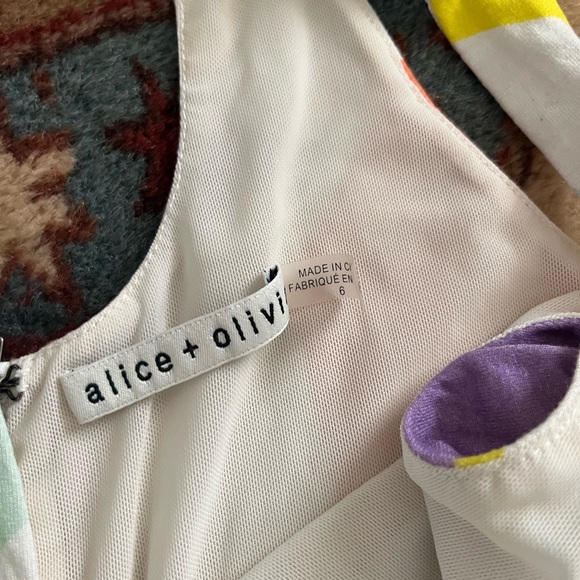 Alice + Olivia Multicolor geometric tank Sleeveless Midi Dress blue orange 6 - Picture 3 of 9